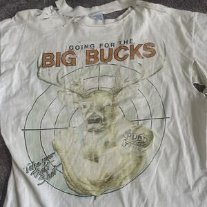 Men's Vintage 90s AllSport Going For The Big Bucks Hunting Distressed T Shirt XL